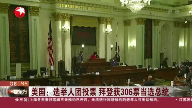 美国:选举人团投票 拜登获306票当选总统