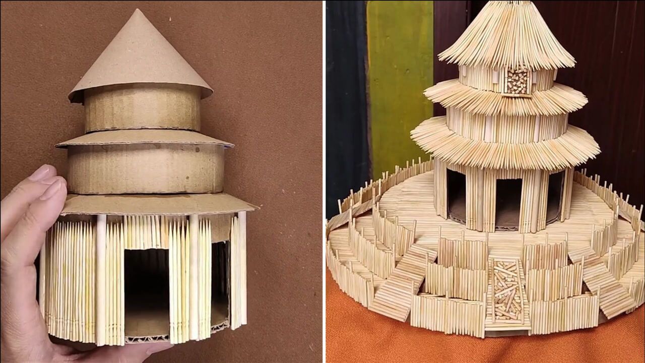 高手在民间!男子用4万多根牙签做天坛模型