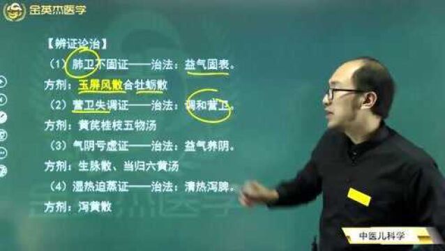 中医儿科学:小儿在安静状态下全身或局部出汗过多是汗证的表现,如何治疗?