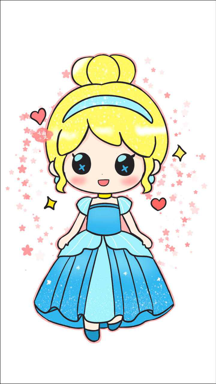 超萌简单画卡通公主童话公主灰姑娘