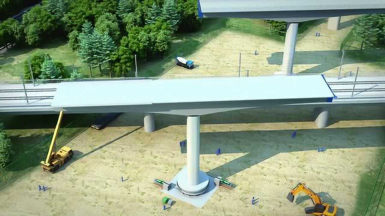 中国中铁六局漳州下行联络线特大桥上跨杭深线转体桥施工动画