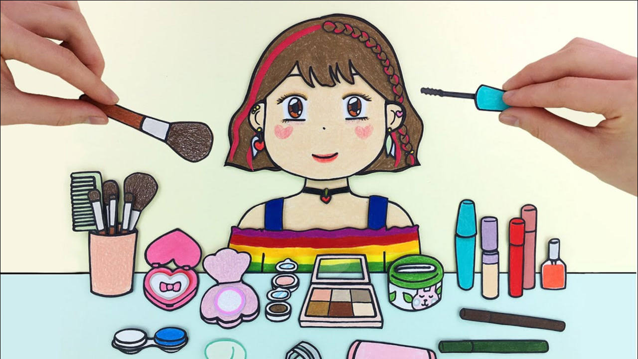 给女孩化妆有趣过程,化完妆美美哒!定格动画