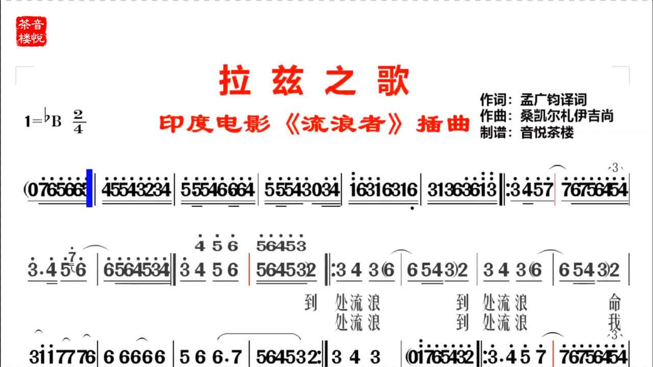 印度拉兹之歌曲简谱图片