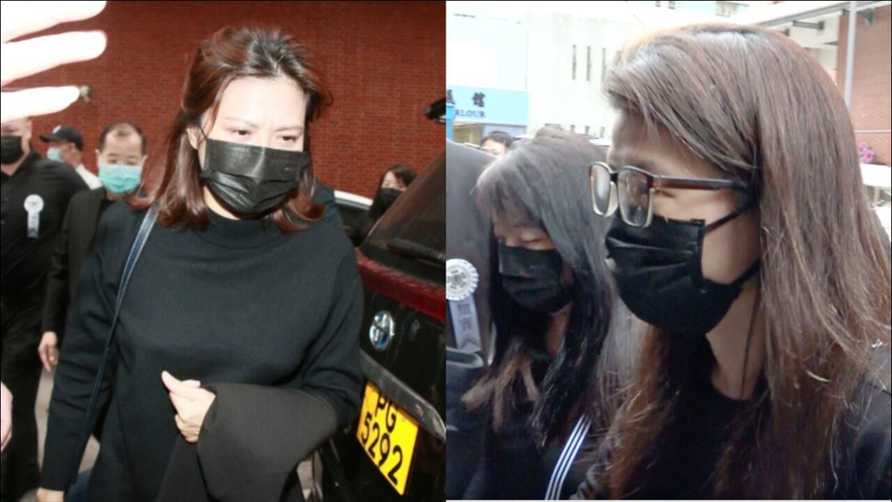 枝繁叶茂吴孟达第三任太太侯珊燕携女儿吴楚妮到达灵堂