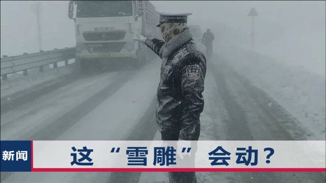 四川一交警被当成“雕像”,站姿笔挺冒雪指挥交通,本尊还是个帅小伙