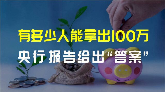 100万存款,国内有多少人能一次性拿出?央行报告给出“答案”