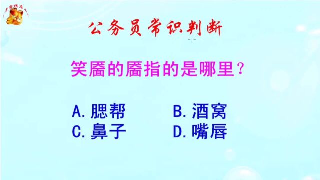 公务员常识判断,笑靥的靥指的是哪里?长见识啦