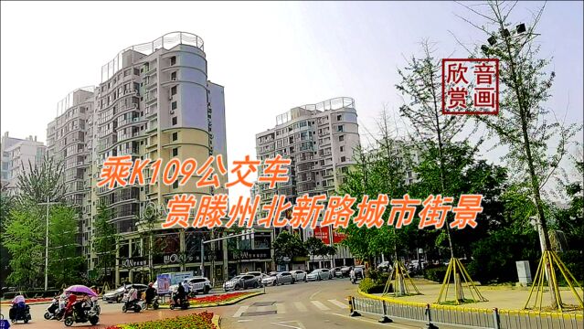 音画欣赏,乘K109公交车,赏窗外滕州北新路城市美丽街景