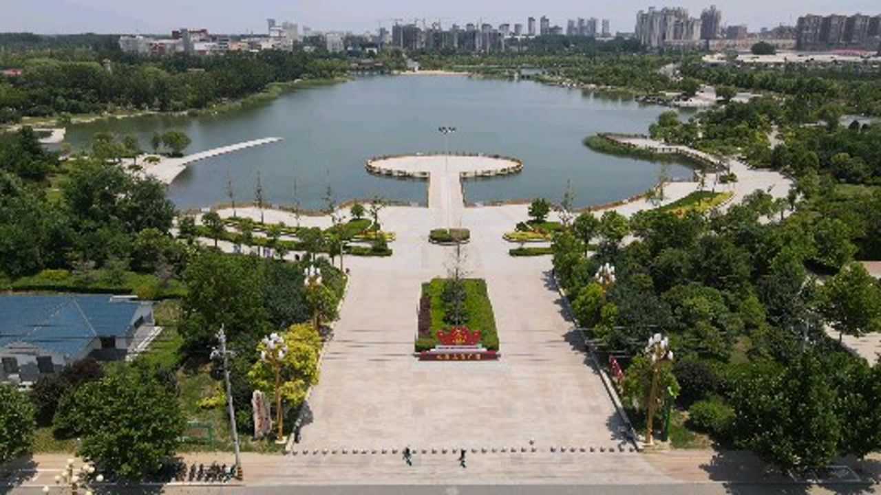 航拍商丘睢县恒山湖湿地公园