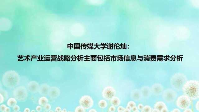 谢伦灿:艺术产业运营战略分析主要包括市场信息与消费需求分析