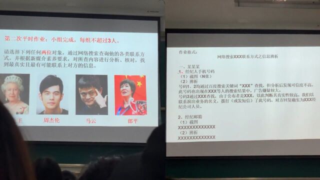 这是读的特工专业吗?大学老师的作业,分辨信息找名人的联系方式