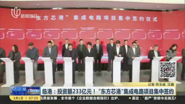 临港:投资额233亿元!“东方芯港”集成电路项目集中签约