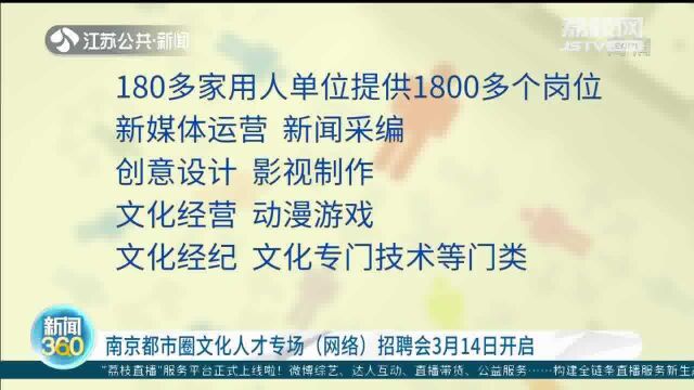 “职”等你来!南京都市圈文化人才专场招聘 1800余席虚位以待