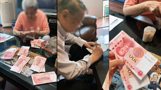 98岁上海房东收租,桌子摆上万元现金,整理时送200元给租客儿子