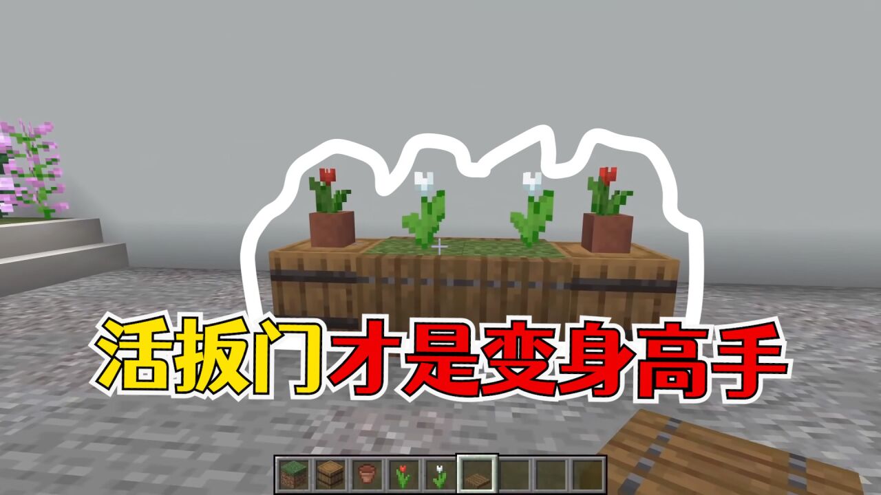 我的世界:关于活扳门建造实践测试!花池包装的必备!_腾讯视频
