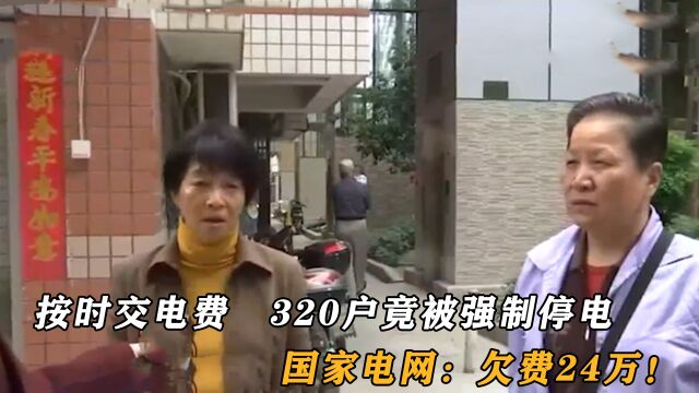 每个月按时交电费,320户竟被强制停电,国家电网:欠费24万!