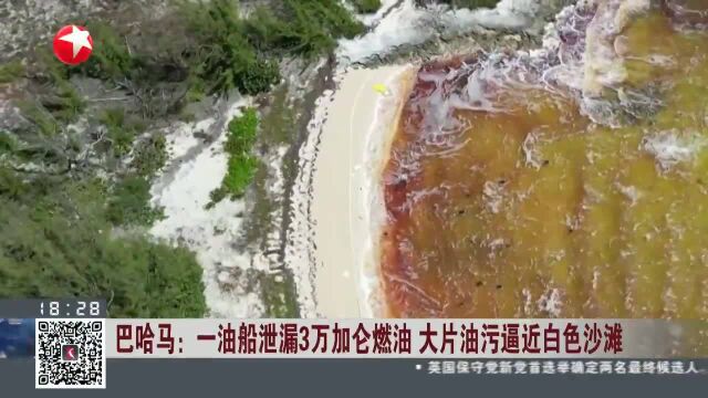 巴哈马:一油船泄漏3万加仑燃油 大片油污逼近白色沙滩