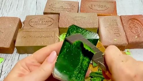 趣味香皂解压系列：棕色系列的趣味油漆肥皂切割，不一样的解压感！
