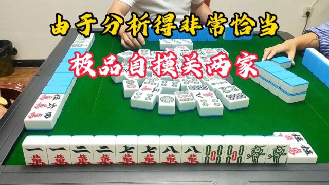 麻将:由于分析得非常恰当,极品自摸关两家!#打麻将 #麻将