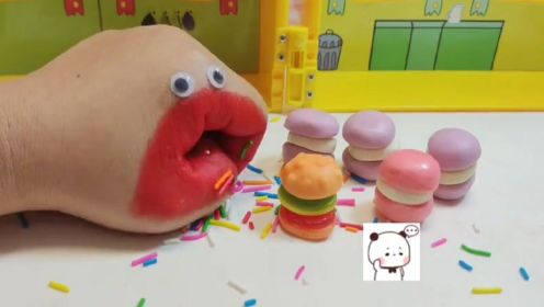 大嘴巴糖果屋系列：贪吃的小二吃甜甜圈棒棒糖vs汉堡糖果，哪个更好吃