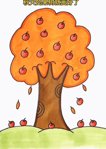 秋天的苹果树简笔画图片