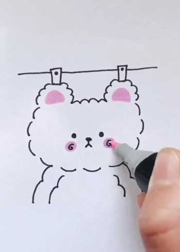 画可爱毛绒小熊#育儿简笔画