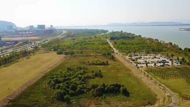 航拍中国第一季:浙江省美丽岛屿玉环市,芦浦环湖公园多视觉赏析