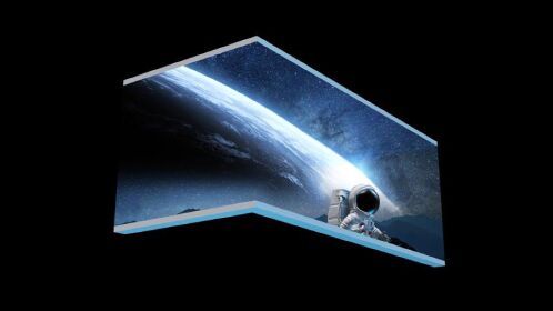 外太空宇航员巡逻裸眼3d全息展厅展馆led大屏折角屏裸眼沉浸式视频