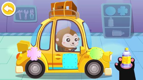 宝宝巴士亲子游戏第141集：猴子汽车冒烟了，还好奇奇会修车
