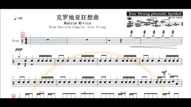 【克罗地亚狂想曲鼓谱】Maksim Mrvica架子鼓谱高清动态鼓谱