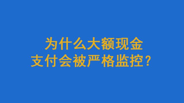 为什么大额现金支付会被严格监控?