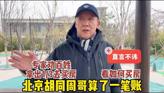 专家劝百姓拿1/3钱去买房,北京胡同周哥算一笔账,如何买房