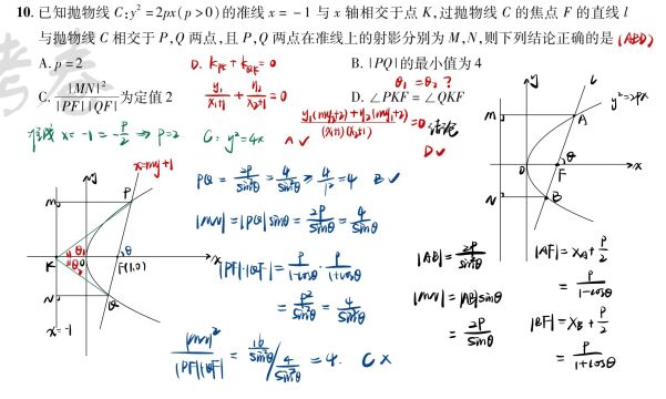 金考卷中的抛物线多选综合题:二级结论要会用