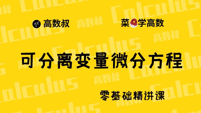 《高数入门》052 可分离变量的微分方程