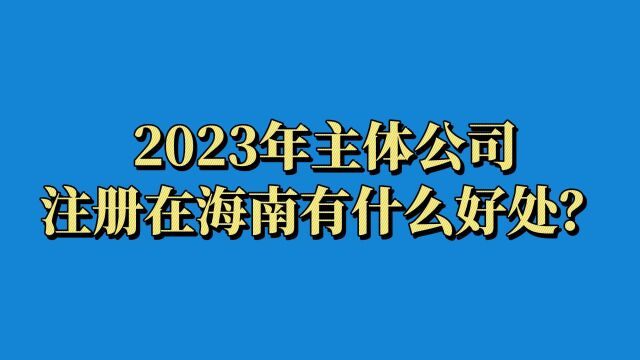 2023年主体公司注册在海南有什么好处?