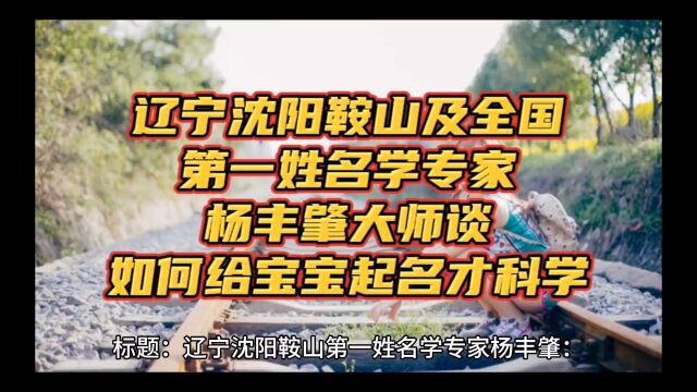 辽宁沈阳鞍山及全省全国第一姓名学专家杨丰肇大师谈如何给宝宝起名取名改名才科学