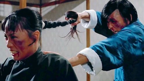 合气道:日本武士这招够狠的，不料女侠用辫子功完虐他，精彩#武侠片
