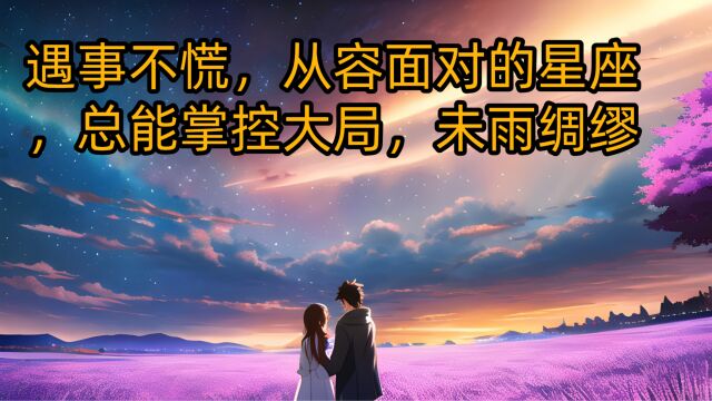 遇事不慌,从容面对的星座,总能掌控大局,未雨绸缪