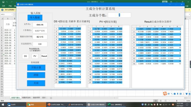 MATLAB主成分分析GUI界面计算