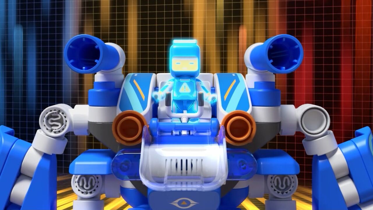 布鲁可三人合体变身冰蓝战士对抗森森蛋