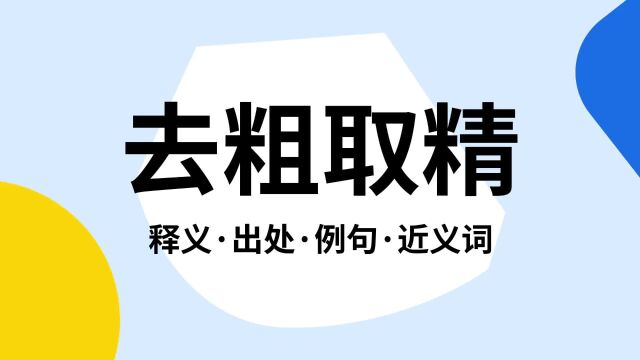 “去粗取精”是什么意思?