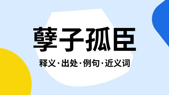 “孽子孤臣”是什么意思?