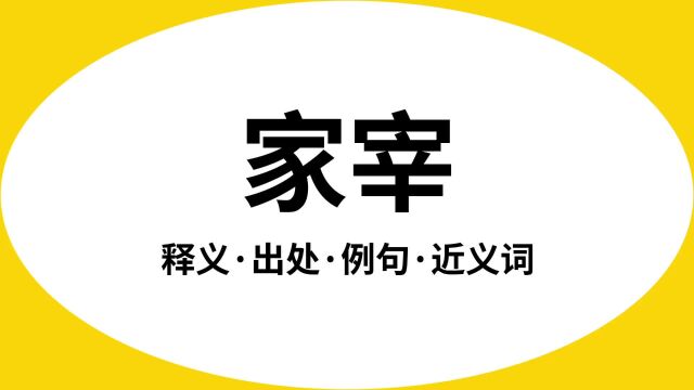 “家宰”是什么意思?