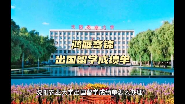 鸿雁寄锦出国留学中英文成绩单打印 沈阳农业大学