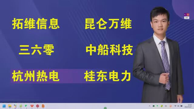 拓维信息,昆仑万维,三六零,中船科技,杭州热电,桂东电力