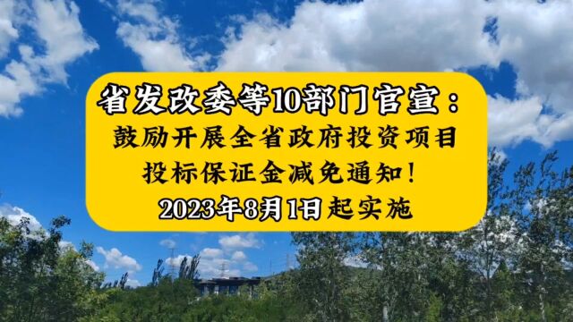 福建省发改委等10部门关于鼓励开展全省政府投资项目投标保证金减免工作的通知