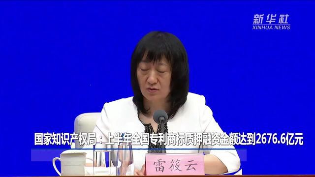 国家知识产权局:上半年全国专利商标质押融资金额达到2676.6亿元