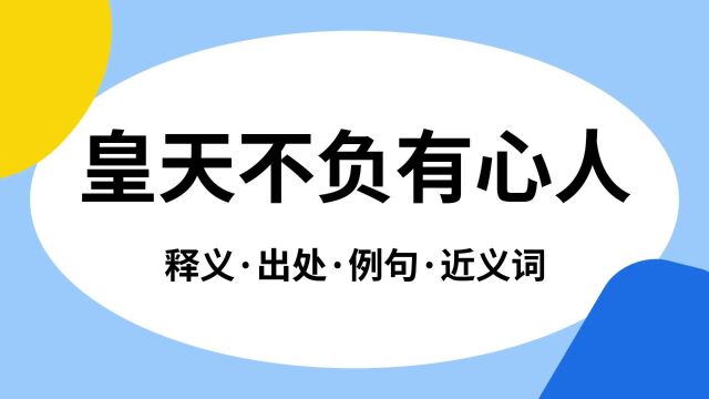 “皇天不负有心人”是什么意思?