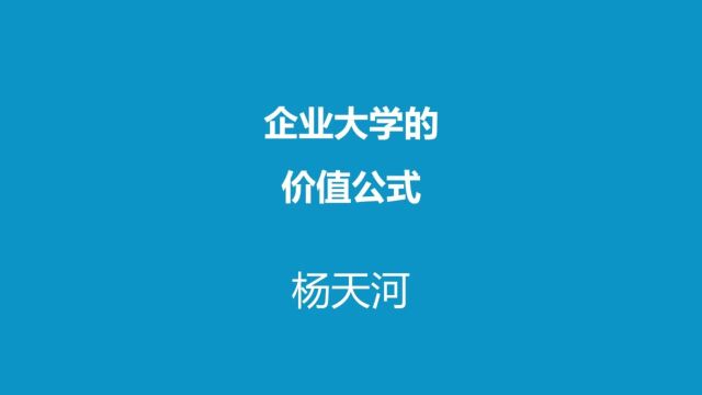 企业大学的价值公式杨天河老师