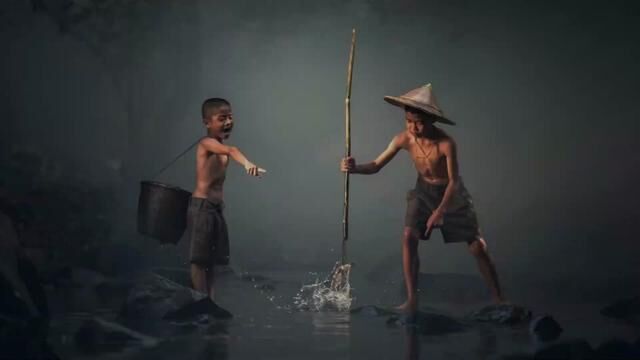 儿童矛钓 024.Children Spear Fishing #看图说英语 #听力口语 #每天一图